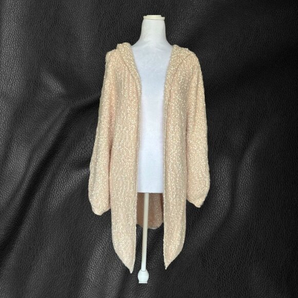 POL Sweaters - Pol Womens Textured Knit Hooded Cardigan Pink Size Small Cozy Boho Cabincore
